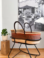 Rust brown woven Baby Moses Basket (custom mattress included)