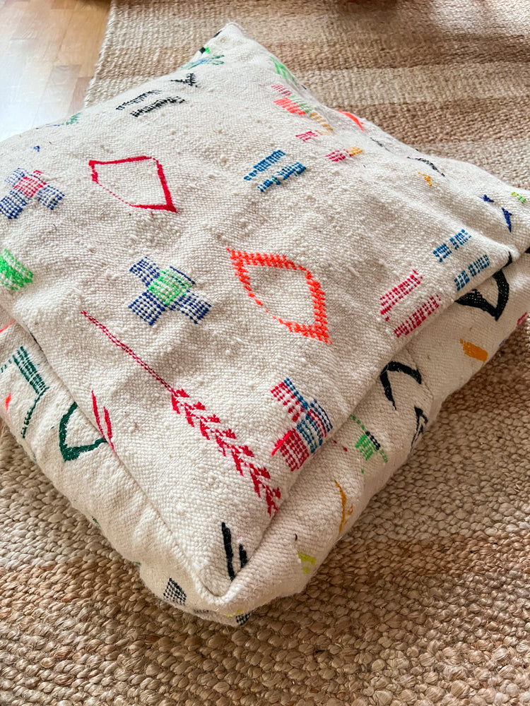 Kaheer Kilim Berber Pouf with embroidery