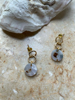 Ivory brown speckled bubble earrings