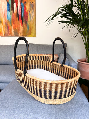 Trails woven Baby Moses Basket (custom mattress included)