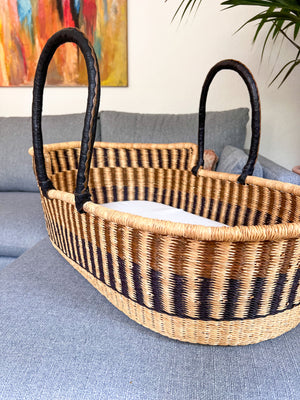 Trails woven Baby Moses Basket (custom mattress included)