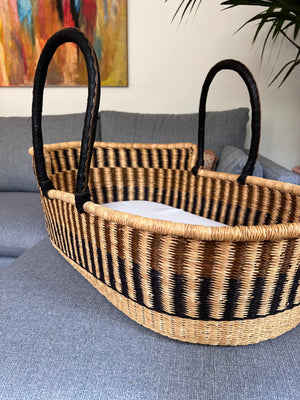 Trails woven Baby Moses Basket (custom mattress included)