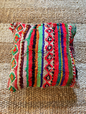 Doha flatweave pillow with embroidery - multicolor