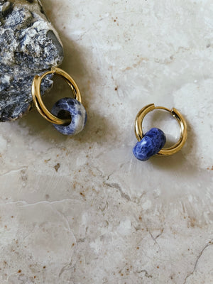 Sodalite Stone Hoops 1,5cm - Cobalt blue