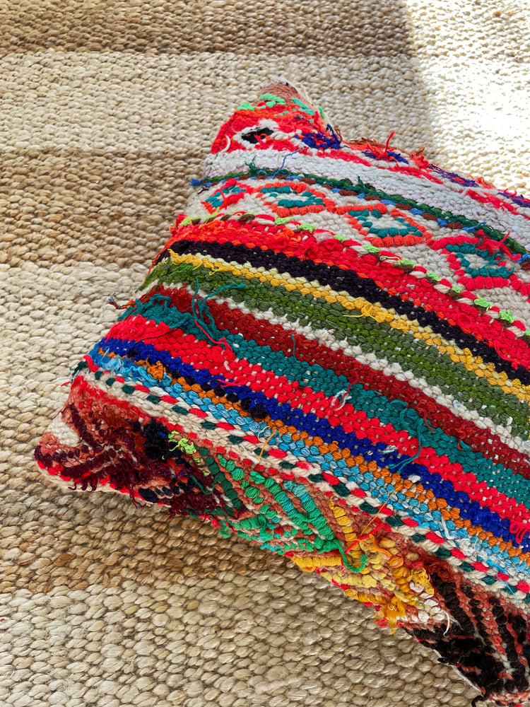 Abal flatweave pillow with embroidery - multicolor