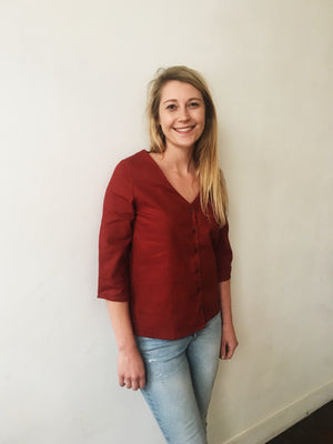 Maroon linen blouse | Olá Lindeza