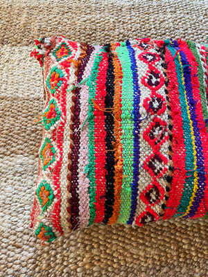 Doha flatweave pillow with embroidery - multicolor