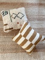 Agizul flatweave pillow - natural wool caramel brown stripes 40 x 40cm