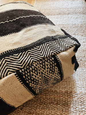 Tunaruz Flatweave Kilim pouf - Dark brown and beige