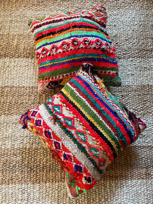 Doha flatweave pillow with embroidery - multicolor