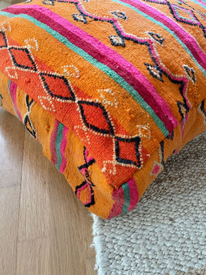 Tiziri Flatweave Kilim pouf - Orange