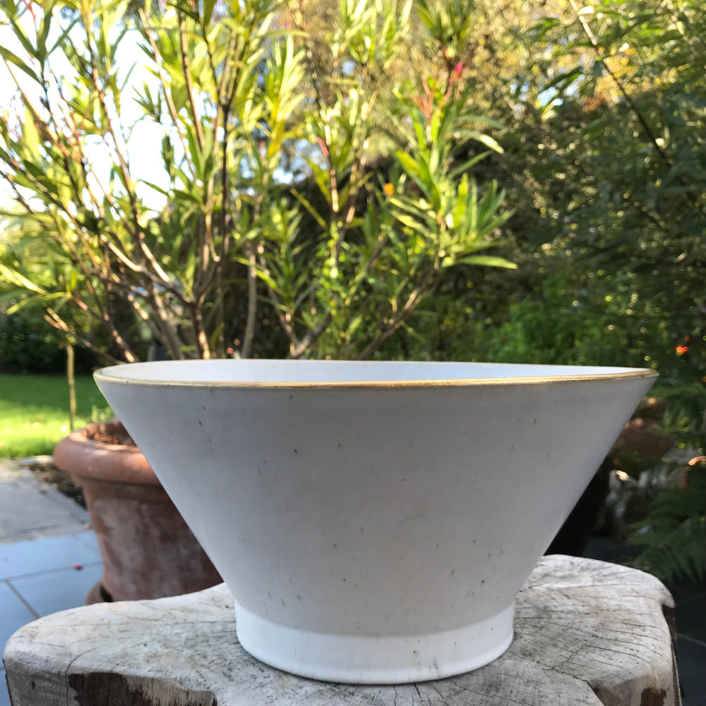 White Ceramic Salad Bowl with Golden Detail