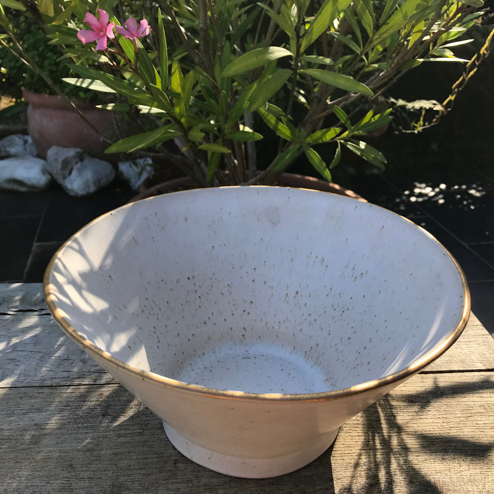 Ceramic Salad Bowl with Golden Detail