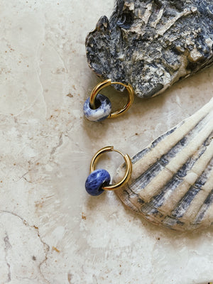 Sodalite Stone Hoops 1,5cm - Cobalt blue