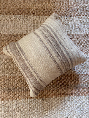 Wuraid flatweave pillow - natural wool beige stripes 40 x 40cm