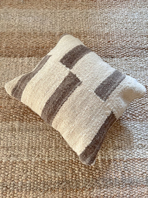 Wuraid flatweave pillow - natural wool beige stripes 40 x 40cm