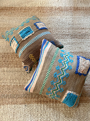 Tiziri flatweave pillow with embroidery - 40x40 cm