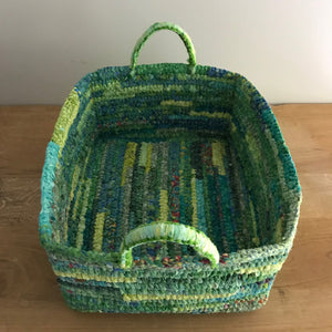Malo up-cycled fabric basket (green tones)