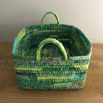 Malo up-cycled fabric basket (green tones)