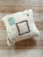 Azilal berber pillow - natural wool and mint green beige - 45 x 45cm