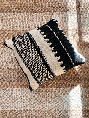 Flatweave pillow black dark brown and sandy beige - 40x40 cm