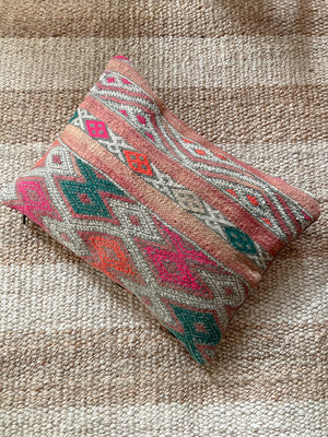 Fajr flatweave pillow with embroidery - Double sided/reversible - multicolor