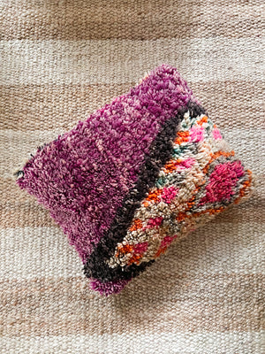 Basant Boujad pillow 50x40cm - Double sided - wool mauve wine orange pink sand grey black