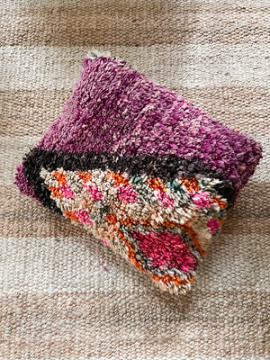 Basant Boujad pillow 50x40cm - Double sided - wool mauve wine orange pink sand grey black