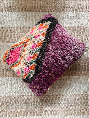 Basant Boujad pillow 50x40cm - Double sided - wool mauve wine orange pink sand grey black