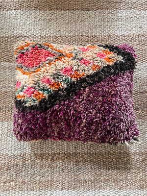 Basant Boujad pillow 50x40cm - Double sided - wool mauve wine orange pink sand grey black