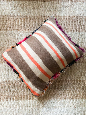 Basant Boujad pillow 50x40cm - Double sided - wool mauve wine orange pink sand grey black