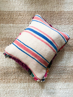 Eman Boujad pillow 50x40cm - Double sided - wool mauve wine blue orange pink sand and black