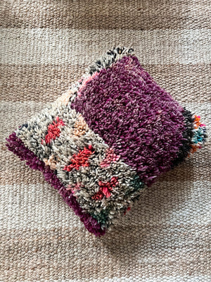 Eman Boujad pillow 50x40cm - Double sided - wool mauve wine blue orange pink sand and black