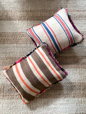 Basant Boujad pillow 50x40cm - Double sided - wool mauve wine orange pink sand grey black