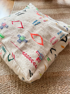 Kaheer Kilim Berber Pouf with embroidery