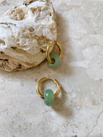 Green Aventurine Stone Hoops 1,5cm -24k gold and natural stone