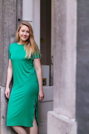Green viscose dress | Olá Lindeza