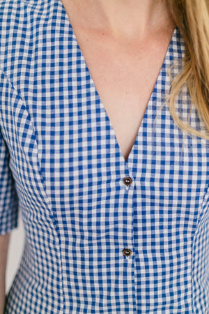 Blue checks summer dress | Olá Lindeza