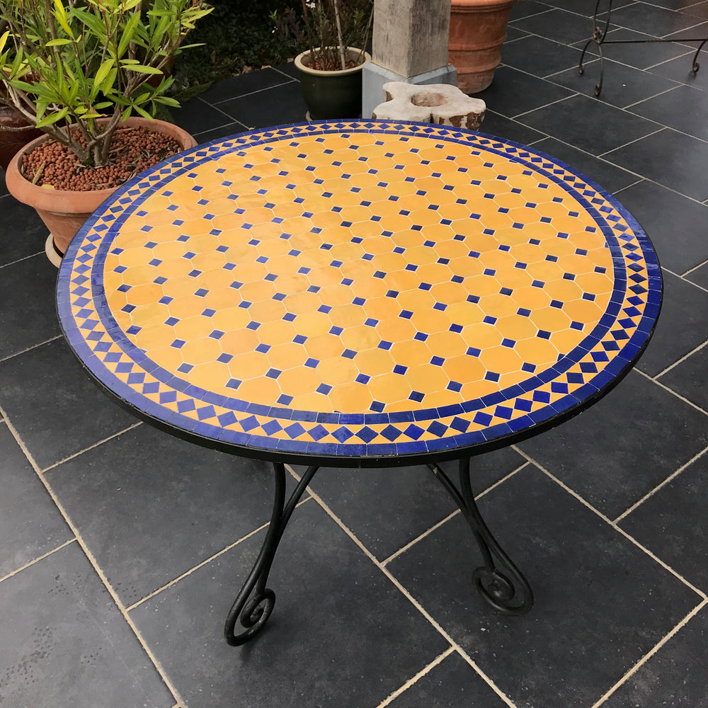 Ocher mosaic tile table