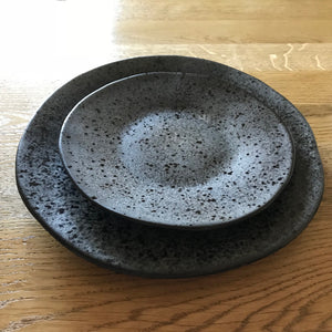 Black speckled ceramic side plate