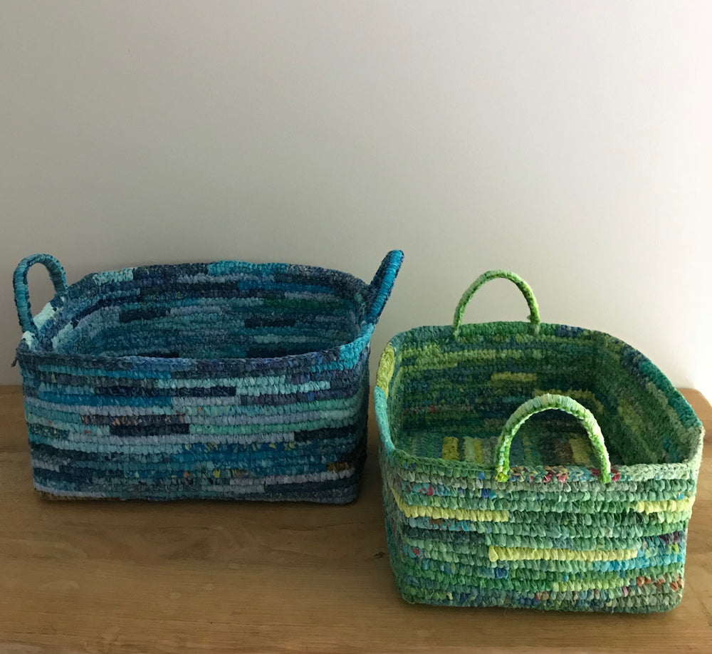 Up-cycled fabric baskets | Olá Lindeza