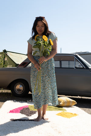 Midi skirt Blue Floral