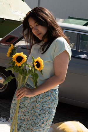 Midi skirt Blue Floral