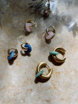 Blue Opal Stone Hoops - small 1,5cm