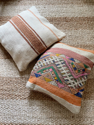 Salma flatweave pillow - orange/brown