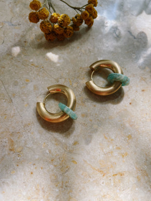 Amazonite Stone Hoops - big 2,5cm