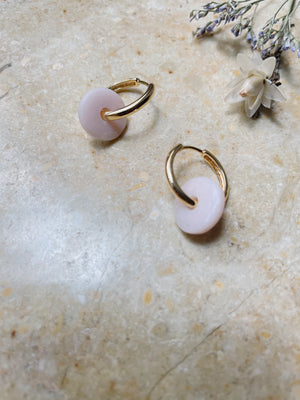 Pink Opal Hoops - medium 2cm