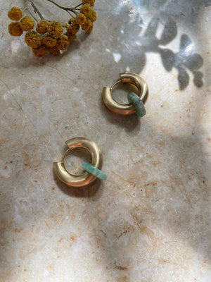 Amazonite Stone Hoops - big 2,5cm