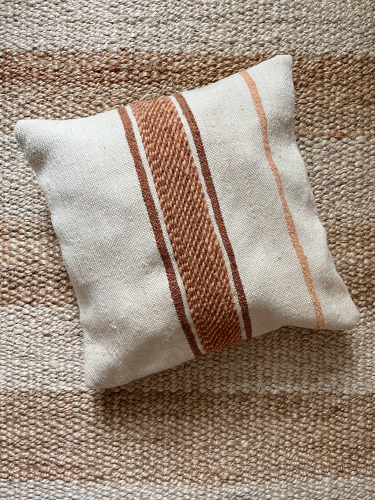 Salma flatweave pillow - orange/brown