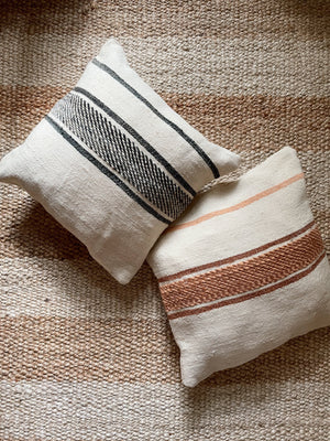 Salma flatweave pillow - orange/brown